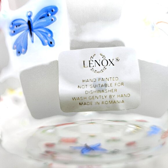Lenox Natures Splendor Hand-Painted Salad Bowl With Floral & Butterfly Design - Picture 6 of 15
